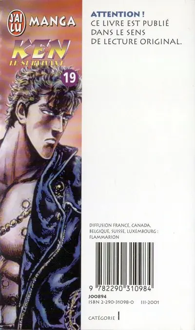 Verso de l'album Ken le survivant Tome 19 Masque d'ambition !