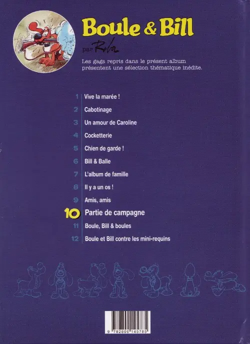 Verso de l'album Boule & Bill Tome 10 Partie de campagne