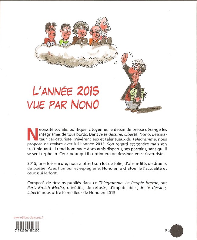 Verso de l'album L'année vue par ... Nono L'année 2015 vue par Nono - Je te dessine, Liberté