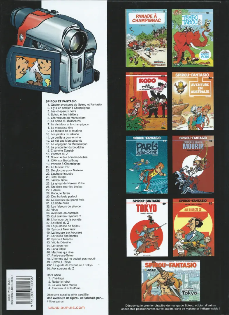 Verso de l'album Spirou et Fantasio Tome 1 4 aventures de Spirou ...et Fantasio