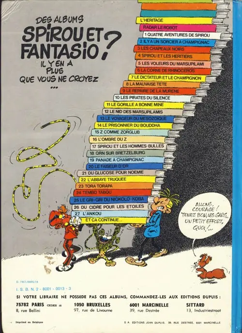 Verso de l'album Spirou et Fantasio Tome 11 Le gorille a bonne mine