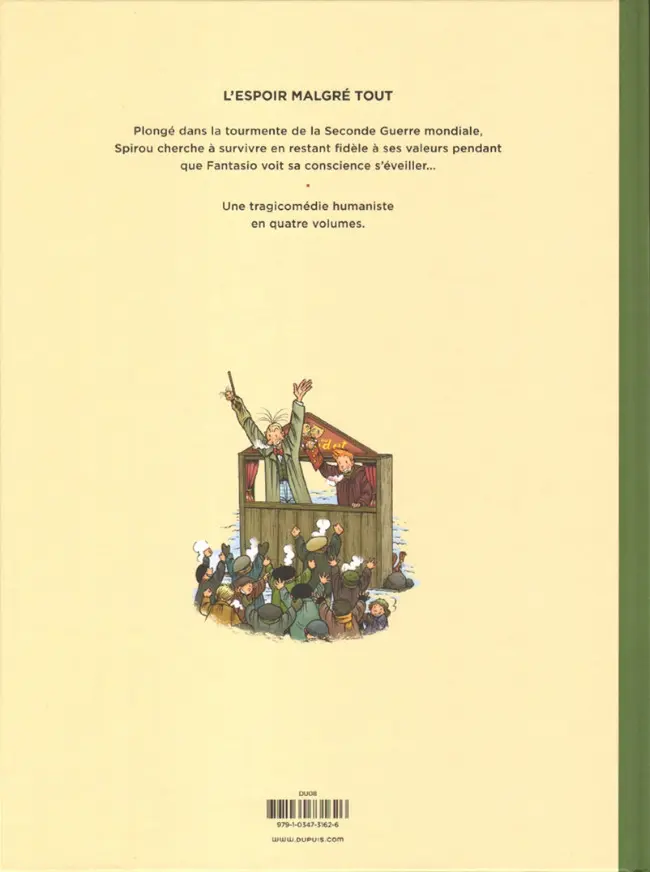 Verso de l'album Spirou et Fantasio - Une aventure de... / Le Spirou de... Tome 14 L'Espoir malgré tout - Deuxième partie - Un peu plus loin vers l'horreur