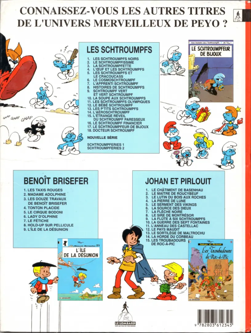 Verso de l'album Les Schtroumpfs Tome 15 L'étrange réveil du schtroumpf paresseux