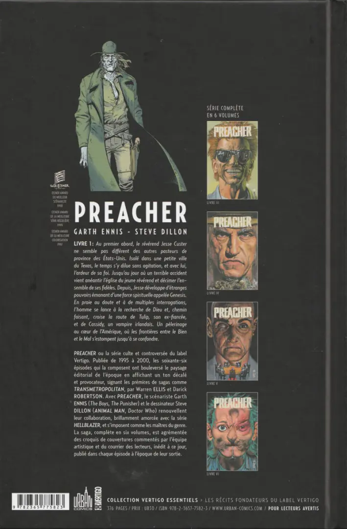 Verso de l'album Preacher Livre I