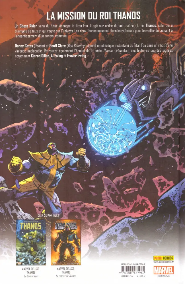 Verso de l'album Thanos : Le retour de Thanos Tome 2 Thanos gagne