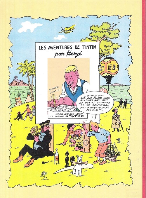 Verso de l'album Tintin Tintin et la guinda