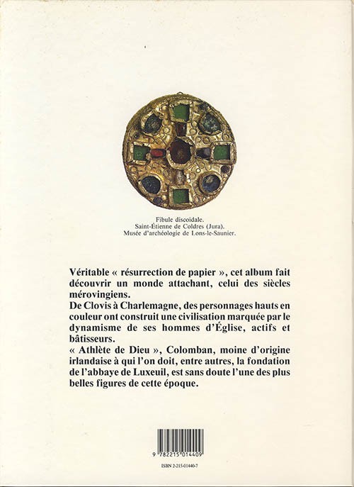 Verso de l'album Colomban Il y a 14000 ans... Colomban, un aventurier de l'Europe