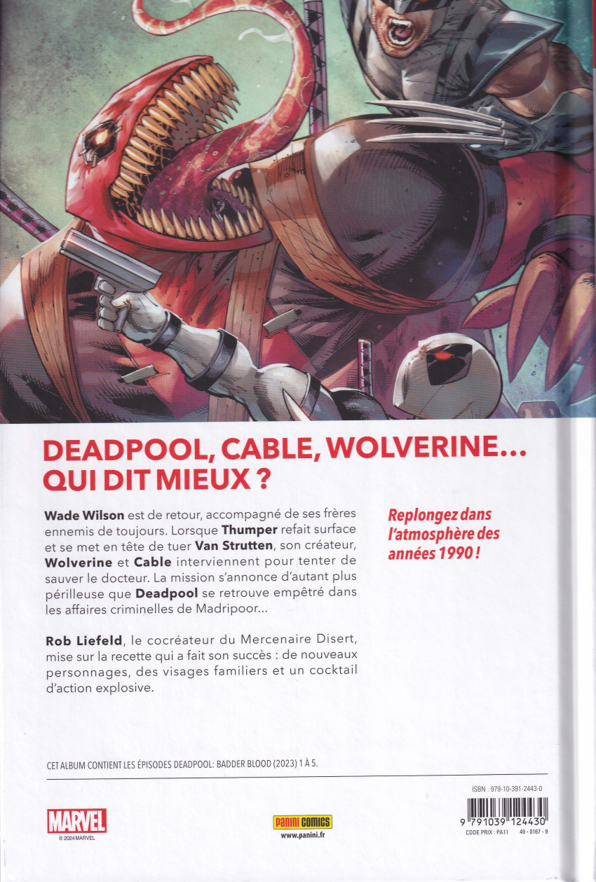 Verso de l'album Deadpool - Badder Blood