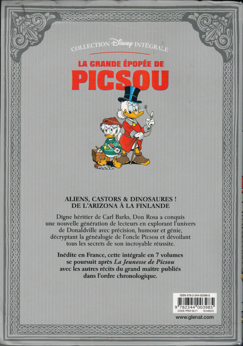 Verso de l'album La Grande Épopée de Picsou Tome VI La Vallée interdite et autres histoires