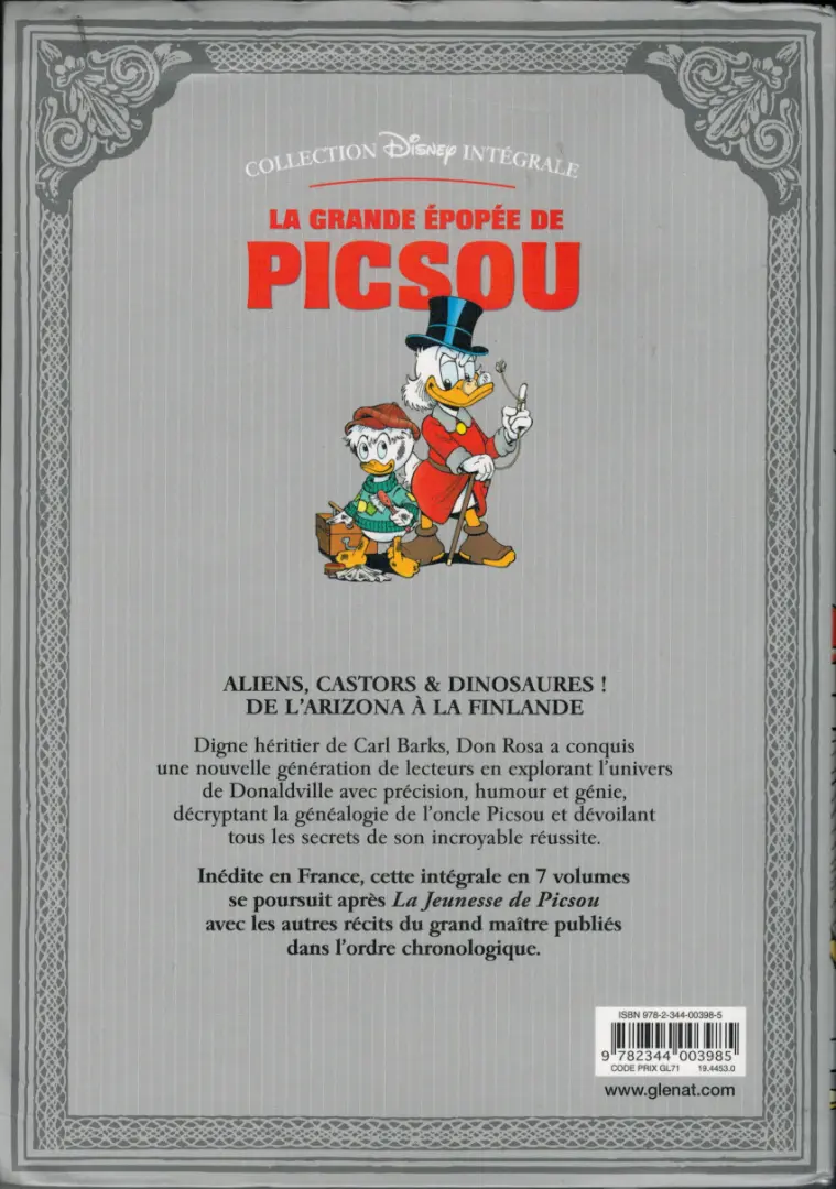 Verso de l'album La Grande Épopée de Picsou Tome VI La Vallée interdite et autres histoires