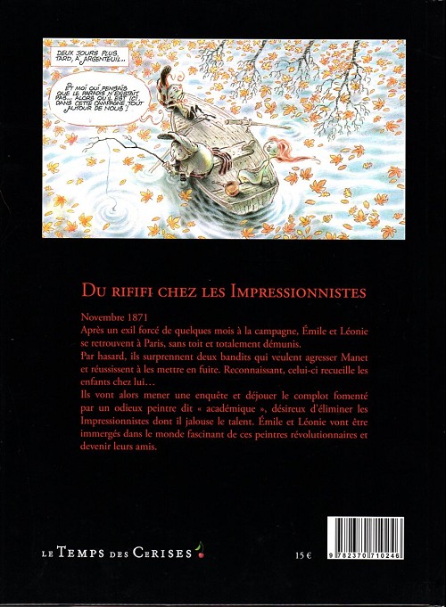 Verso de l'album Émile et Léonie Du rififi chez les impressionnistes