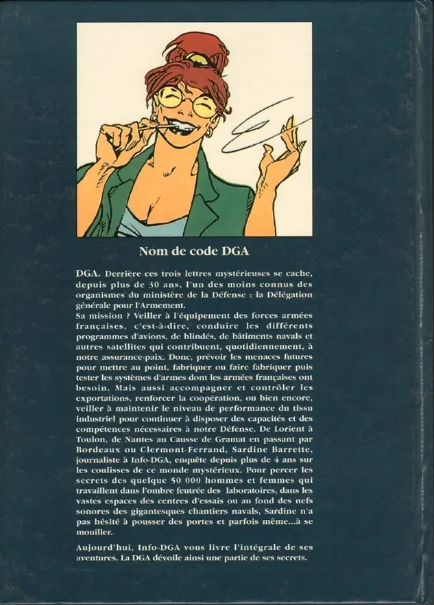 Verso de l'album Les Reportages de Sardine Barrette Nom de code DGA