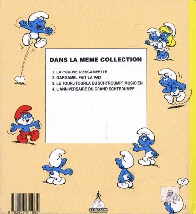 Verso de l'album 3 histoires de Schtroumpfs Tome 2 Gargamel fait la paix