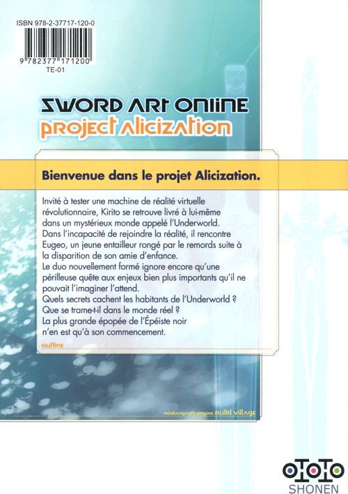 Verso de l'album Sword art online - Project Alicization 001