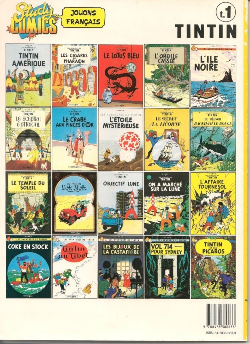 Verso de l'album Tintin Tome 1 Les 7 boules de cristal