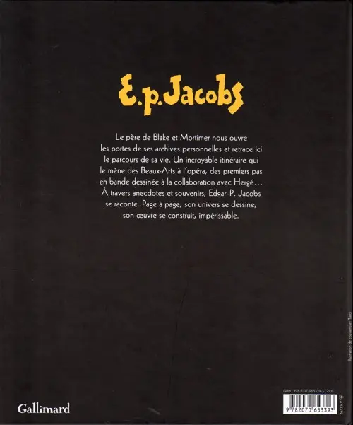 Verso de l'album Un opéra de papier - Les mémoires de Blake et Mortimer