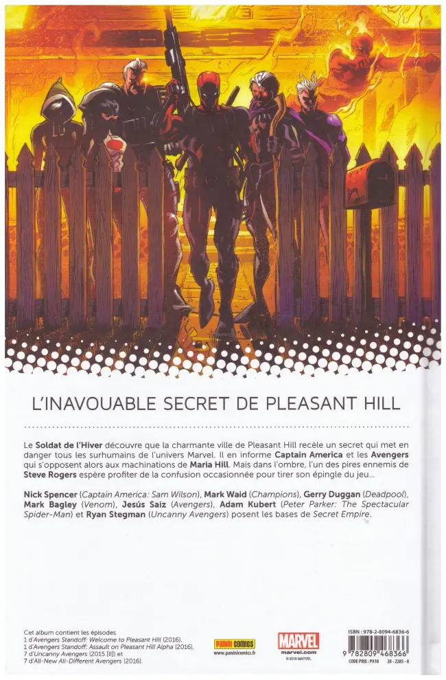 Verso de l'album Avengers - L'Affrontement Tome 1 Bienvenue à Pleasant Hill