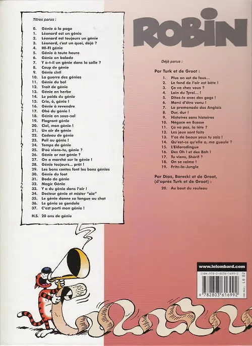 Verso de l'album Léonard Tome 1 Léonard est un génie