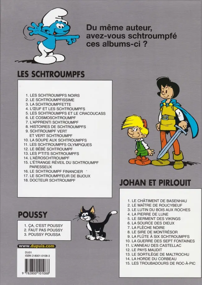 Verso de l'album Les Schtroumpfs Tome 1 Les Schtroumpfs noirs