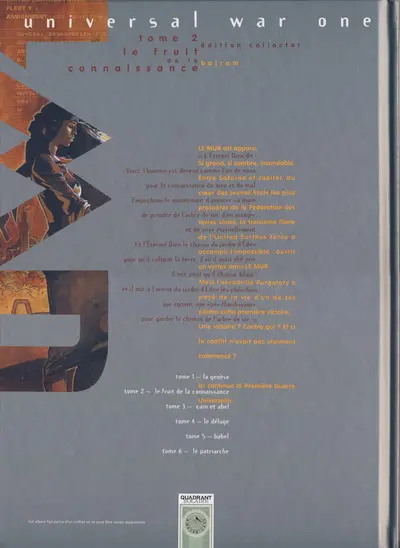 Verso de l'album Universal War One Tome 2 Le fruit de la connaissance