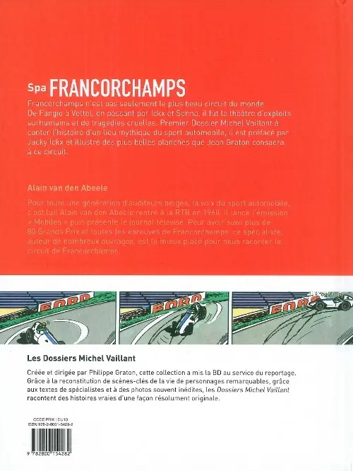 Verso de l'album Dossiers Michel Vaillant Tome 14 Spa Francorchamps