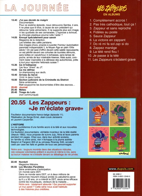 Verso de l'album Les Zappeurs Tome 11 Les zappeurs s'éclatent grave