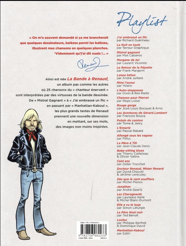 Verso de l'album Les Belles histoires d'Onc' Renaud La Bande à Renaud - 25 chansons en BD