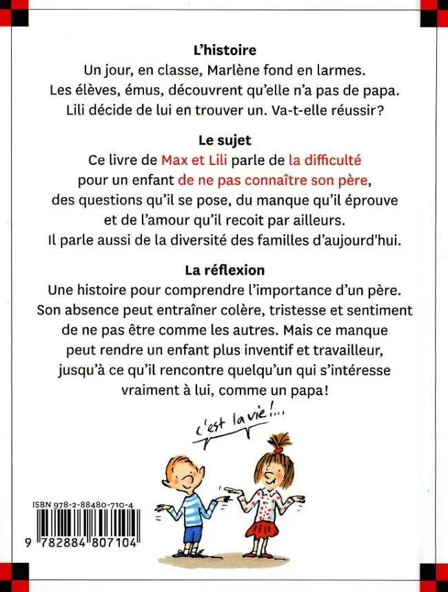 Verso de l'album Ainsi va la vie Tome 110 La copine de Lili n'a pas de papa