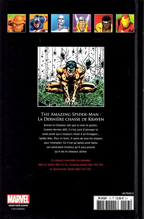 Verso de l'album Marvel Comics - La collection de référence Tome 13 The Amazing Spider-Man - La Dernière chasse de Kraven
