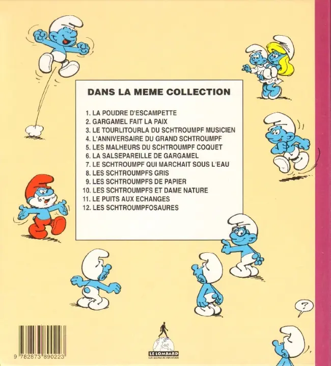 Verso de l'album 3 histoires de Schtroumpfs Tome 11 Le puits aux échanges