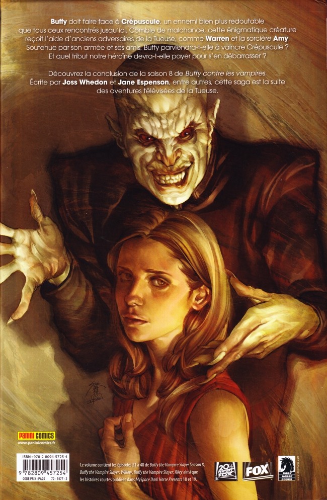 Verso de l'album Buffy contre les vampires - Saison 08 L'Intégrale Tome 2