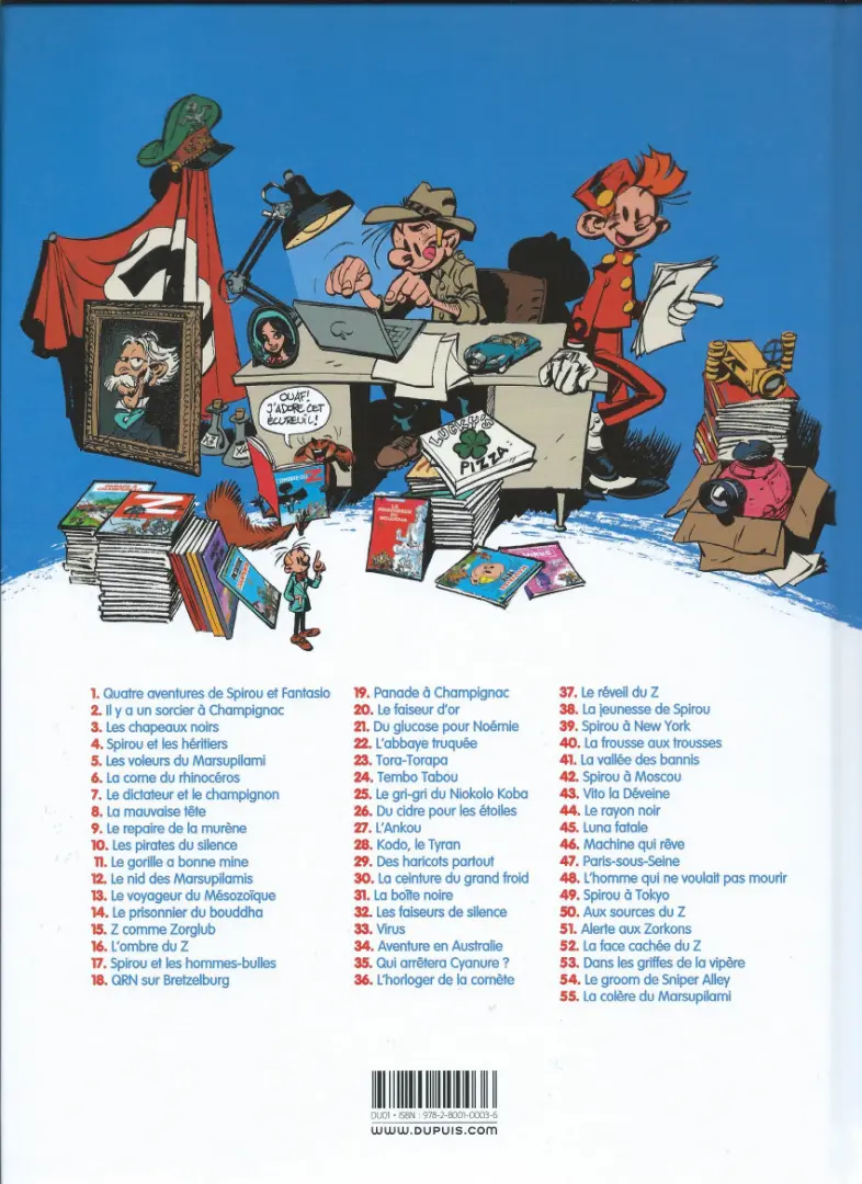 Verso de l'album Spirou et Fantasio Tome 1 4 aventures de Spirou et Fantasio