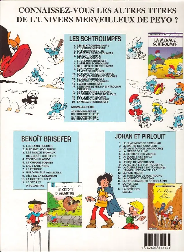 Verso de l'album Les Schtroumpfs Tome 18 Docteur schtroumpf