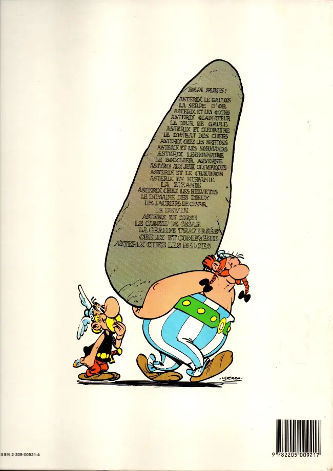 Verso de l'album Astérix Tome 23 Obélix et compagnie