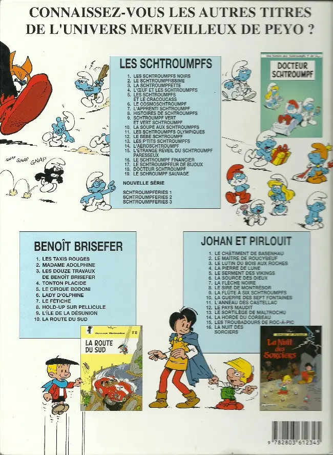 Verso de l'album Les Schtroumpfs Tome 15 L'étrange réveil du schtroumpf paresseux