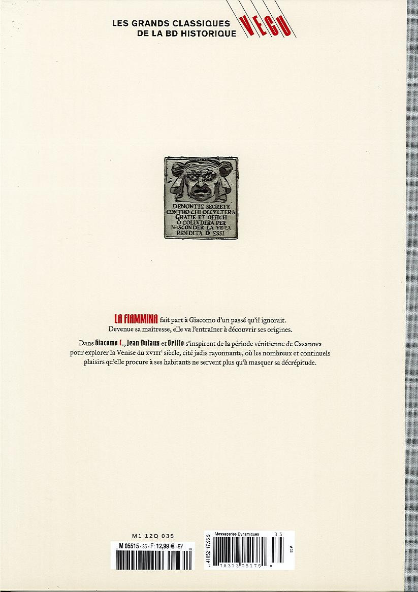 Verso de l'album Les grands Classiques de la BD Historique Vécu - La Collection Tome 36 Giacomo C. - Tome XIII : La Fuite