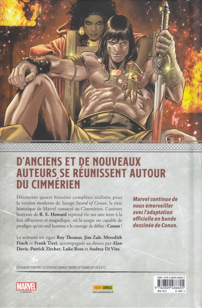 Verso de l'album Savage Sword of Conan 2 Conan le Joueur