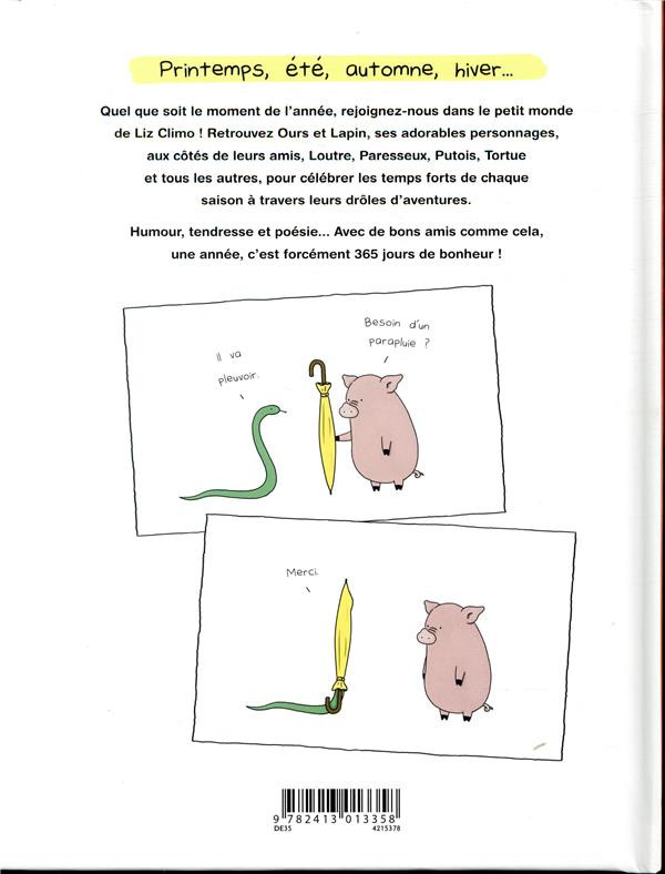 Verso de l'album 365 (j)ours de bonheur Une année dans le petit monde de Liz Climo