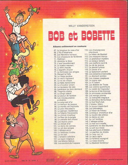 Verso de l'album Bob et Bobette Tome 93 Le père moustache