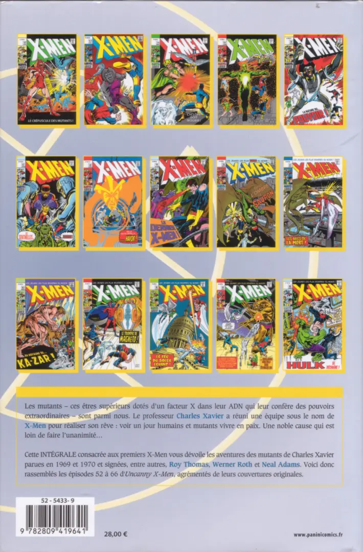 Verso de l'album X-Men L'intégrale Tome 21 1969-1970