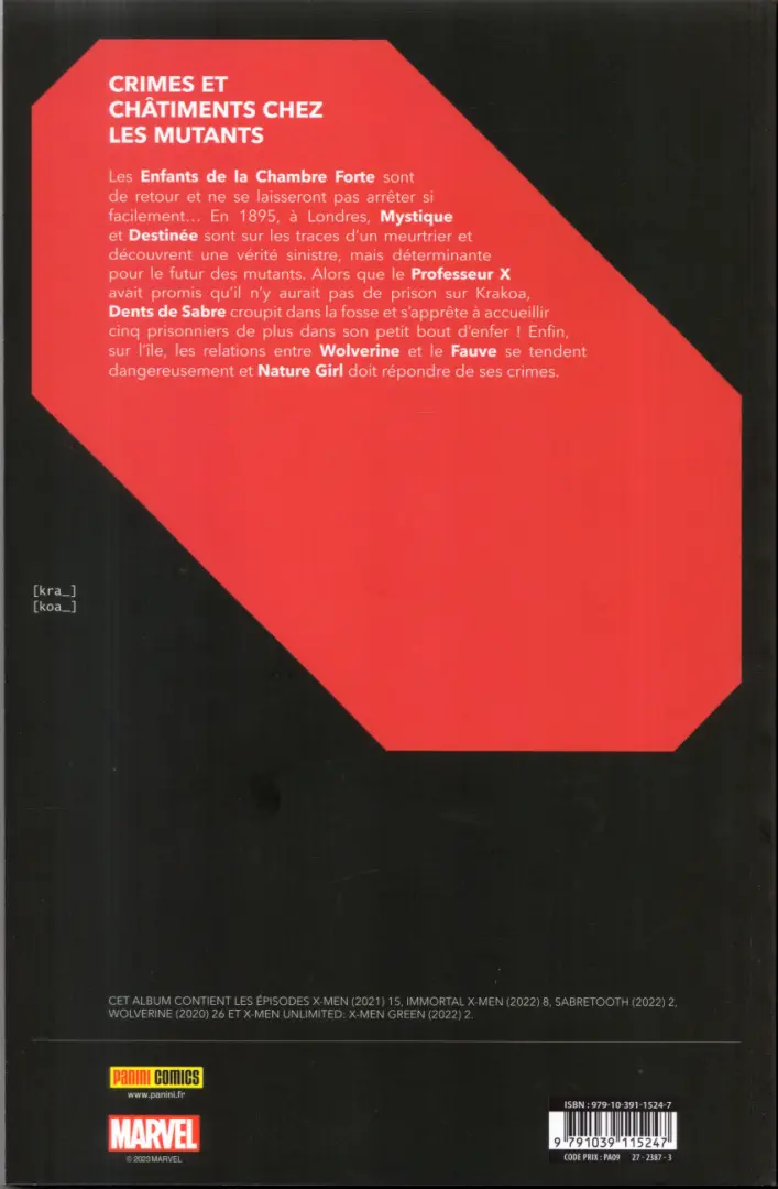 Verso de l'album Destiny of X Volume 12