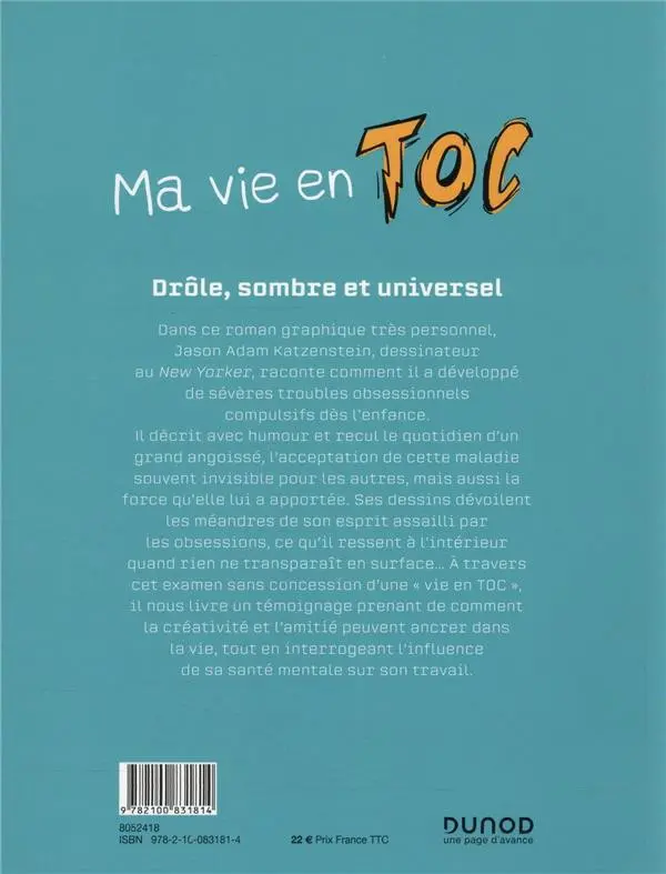 Verso de l'album Ma vie en TOC Comment les troubles obessionnels compulsifs ont façonné ma vie