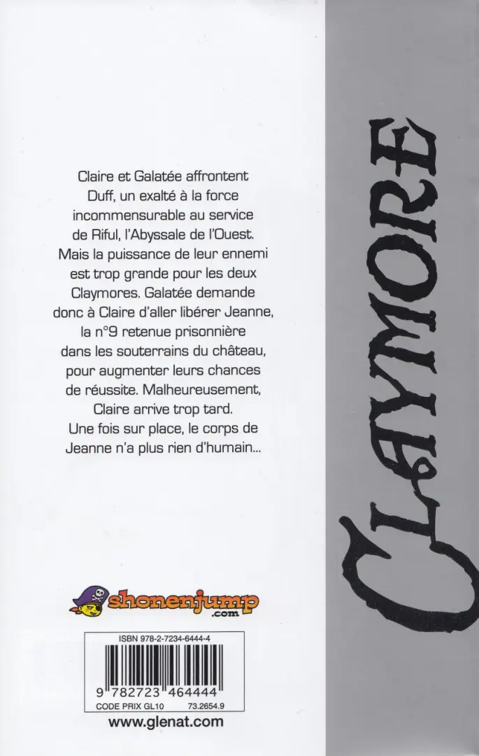 Verso de l'album Claymore Tome 9 Le gouffre de l'enfer