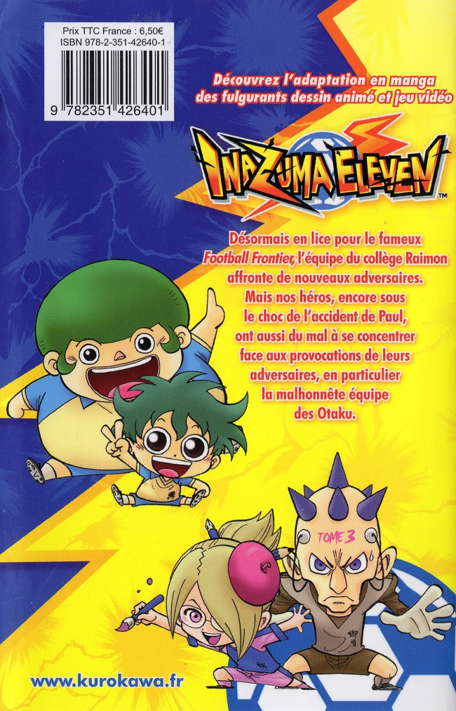 Verso de l'album Inazuma Eleven 3