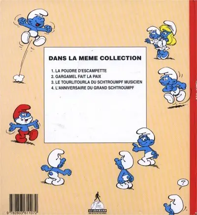 Verso de l'album 3 histoires de Schtroumpfs Tome 3 Le tourlitoula du schtroumpf musicien