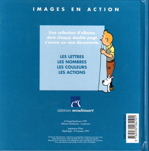 Verso de l'album Tintin Tome 1 ABC je découvre les lettres