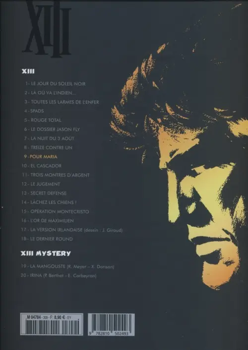 Verso de l'album XIII Tome 9 Pour Maria