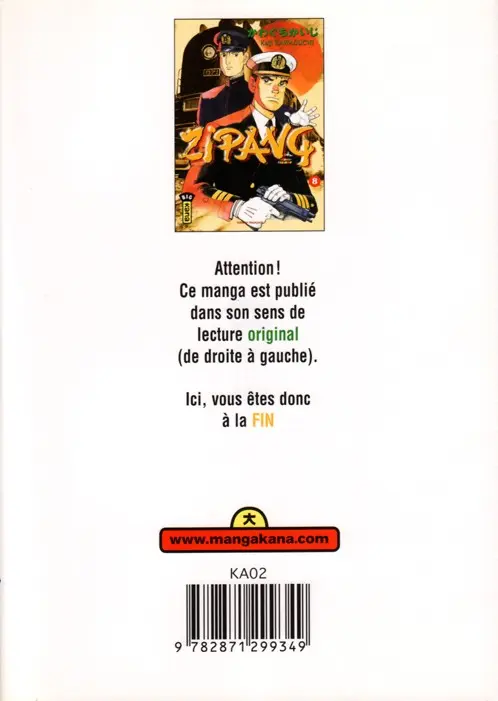 Verso de l'album Zipang 8