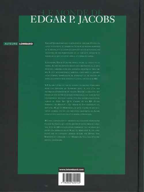 Verso de l'album Le Monde de Edgar P. Jacobs