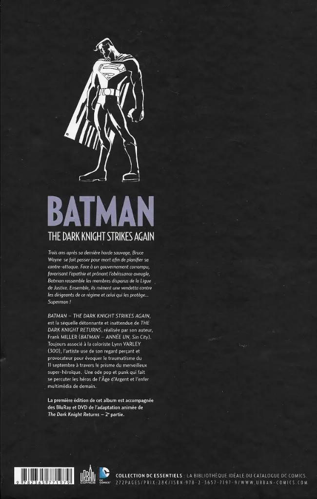 Verso de l'album Batman - Dark Knight : La relève The Dark Knight Strikes Again